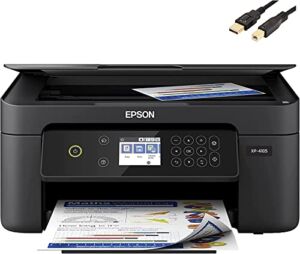 Epson_Printer XP 41 Series, All-in-One Wireless Color Inkjet Printer, Print Copy Scan, 2.4″ Color LCD, Auto 2-Sided Printing, 150-Sheet, 4800 x 1200 dpi, Black, with MTC Printer Cable