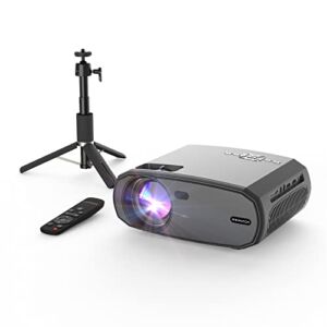 WEWATCH Native 1080P Video Projector, Portable 2.4G / 5G WiFi Bluetooth Movie Projectors, 15000 LED Lumen 200″ Display Built-in Speaker Mini Projector for Home Outdoor, with 12 inch Tripod Stand