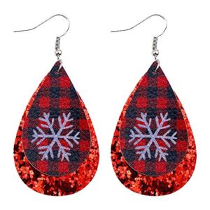 Amikadom Christmas Style Leather Earrings Girl Adds to The Festive Atmosphere DV4