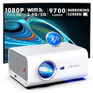 Projector with 5G WiFi and Bluetooth, Joval Portable Video Projector 9700L Native 1080P FHD 4K Support Outdoor &Home Projector for iOS, Android, PC, TV Stick, PS5, Come with Carrying Bag