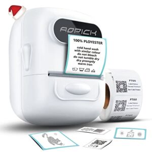 AOPICK Label-Maker Barcode-Label-Printer, P50 Portable Thermal Label Maker Machine with Tape for Address, Clothing, Jewelry, Retail, Barcode, Small Business Home Office Compatible iOS Android-White