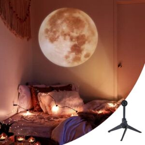 Moon Night Light Lamp Projector,USB Charging Moon Light ,360° Adjustable Projector with Moon Earth Gifts for Women,Moon Fantasy Lovers,Living Room Bedroom Kids Ceiling Wall Decor