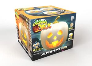 ANIMAT3D Jabberin Jack Talking Animated White Pumpkin with Built in Projector & Speaker Plug’n Play