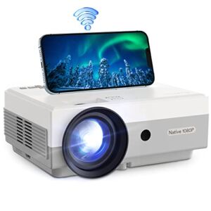 Native 1080P Projector with 5G WiFi and Bluetooth 5.0 – Caupureye Smart Movie Projector for Home & Outdoor Use, Small Proyector Compatible with iOS/Android/PC/Xbox/PS4/TV Stick
