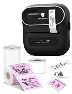 Phomemo M220 Label Maker,3.14 Inch Barcode Label Printer,Portable Thermal Printer,Bluetooth Label Maker with Tape (Address Label,Pink Label, White Label) for Mailing,Name,Home,Office,School