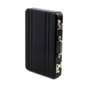Mini Card Suitcase Card Bank Name Case Box Holder Black Metal Business Card Holder Sticker for Phone (Balck, One Size)