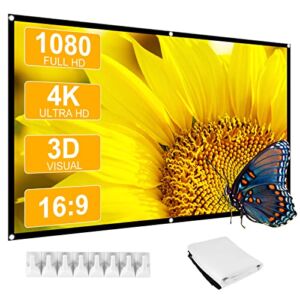 USSUNNY 100 inch Projector Screen 16:9 Foldable Portable Projector Movies Screen for Office Home Theater Outdoor Indoor Support Double Sided Projection Screen Movie Screens for Projectors Outdoor