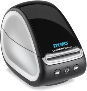 DYMO LabelWriter 550 Turbo Direct Thermal Label Printer, USB and LAN Connectivity – up to 90 Labels Per Minute, 300 dpi, Auto Recognition, Monochrome Maker, Starter Rolls, Black, Portable
