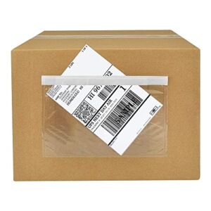 SLIPISH Shipping Label Sleeves 100Pcs, 7.5×5.5 Inches – Packing Slip Envelope Pouches with Self-Adhesive Peel & Seal – Clear Plastic & Waterproof Envelopes Ideal for Invoices & Packaging.