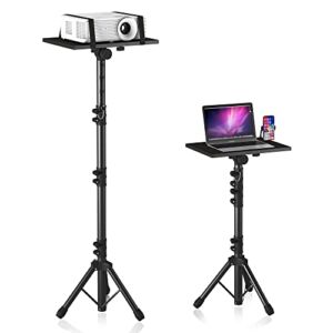 Projector Stand Tripod, Laptop Tripod Stand Adjustable Height from 23.5 to 63.5 inches with Gooseneck Phone Holder, Laptop Floor Stand for Office, Home, Stage, Studio, DJ Racks Holder Mount