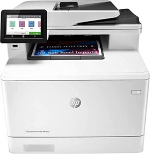 HP Laserjet Pro M479fdn Ethernet only Color All-in-One Laser Printer, White – Print Scan Copy Fax – 4.3″ Touchscreen, 28 ppm, 600 x 600 dpi, Auto 2-Sided Printing, 50-Sheet ADF, Cbmoun Printer_Cable