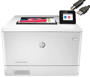 HP Color Laserjet Pro M454dw Wireless Laser Printer, Double-Sided, Mobile Printing, 28 ppm, 250-Sheet, Built-in Wi-Fi, Security Features, Bundle with JAWFOAL Printer Cable