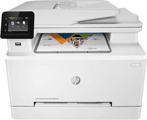 HP Color Laserjet Pro MFP M283cdw All-in-One Wireless Laser Printer, White – Print Scan Copy Fax – 22 ppm, 600 x 600 dpi, 8.5 x 14, 50-Sheet ADF, Auto Duplex Printing, Ethernet, Cbmoun Printer_Cable