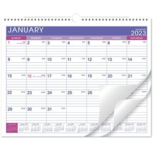 2023-2024 Wall Calendar – 2023-2024 Calendar, Jan. 2023 to Jun. 2024, 15″ x 11.5″, 18 Monthly Calendar 2023-2024 with Thick Paper, Twin-Wire Binding + Hanging Hook + Ruled Blocks with Julian Date – Purple