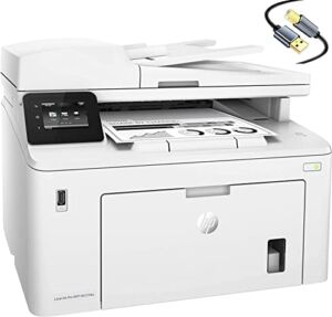 HP Laserjet Pro MFP M227fdw All-in-One Wireless NFC Monochrome Laser Printer – Print Scan Copy Fax -2.7″ Touchscreen, 30 ppm, Auto Duplex Printing, 35-Sheet ADF, Ethernet, White, Cbmou Printer Cable