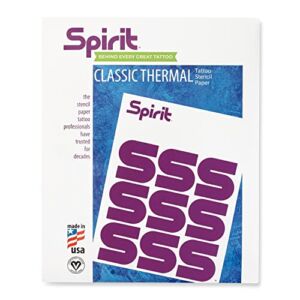 Spirit Tattoo Transfer Paper – A4-Size Stencil Paper for Tattooing – Certified Vegan and Easy Transfer Tattooing Transfer Paper with Vegetable Wax and High-Visibility Purple Dye (25 Count)
