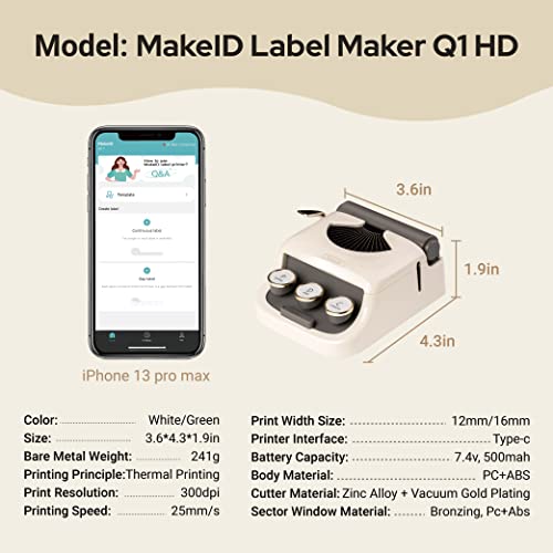 MakeID HD(300dpi) Label Maker Machine with 4 Rolls Tape, Bluetooth Multifunction Label Printer Available for Smartphone, Smart Sticker Maker with Multiple Templates for Office Home Organization | The Storepaperoomates Retail Market - Fast Affordable Shopping