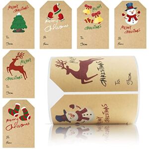 250 Pcs Christmas Gift Tags Self Adhesive Gift Tag Stickers — Decorative Stickers for Holiday Presents & Packages -Gift Tags for Christmas Presents – Convenient Dispenser Box 2 x 3 Inch