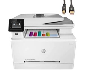 HP Color Laserjet M283fdw Wireless All-in-One Laser Printer, Print Scan Copy Fax, 2.7″ Color Touchscreen Display, Auto-Document Feeder, 2-Sided Printing, Up to 22 ppm, White, W/Silmarils USB Cable