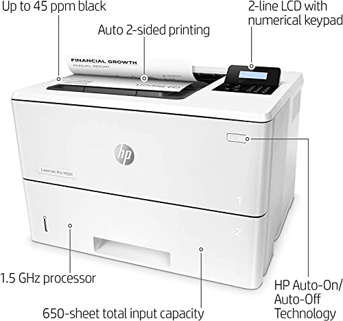 HP Laserjet Pro M501dn Monochrome Wired Laser Printer, Print Only, 4800x600dpi, 45ppm, Duplex Printing, 650-sheet Tray, 2-line LCD, Auto-On/Off Technology, Ethernet, No WiFi, Lanbertent Printer Cable | The Storepaperoomates Retail Market - Fast Affordable Shopping
