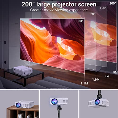 Projector with WiFi and Bluetooth, 5G WiFi Native 1080P 8500L YOWHICK Outdoor Projector 4K Support, Mini Portable Movie Projector with Screen, for HDMI, VGA, USB, Laptop, iOS & Android Phone | The Storepaperoomates Retail Market - Fast Affordable Shopping