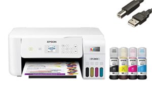 Epson EcoTank Wireless Color All-in-One Inkjet Printer, Print Scan Copy, Wireless Connectivity, Wi-Fi Direct, 1200 x 2400 dpi, 100-sheet, Bundle with JAWFOAL Printer Cable