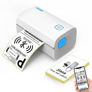 Jiose Bluetooth Thermal Label Printer – Desktop Shipping Label Printer – Print Custom Stickers – Support Chrome OS, Mac, Windows, Android, iOS for 4×6 Shipping Package Labels