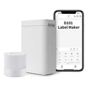 D101 Label Maker Machine with 2 Tapes – 12*40mm White Label Paper and 25*60mm White Label Paper