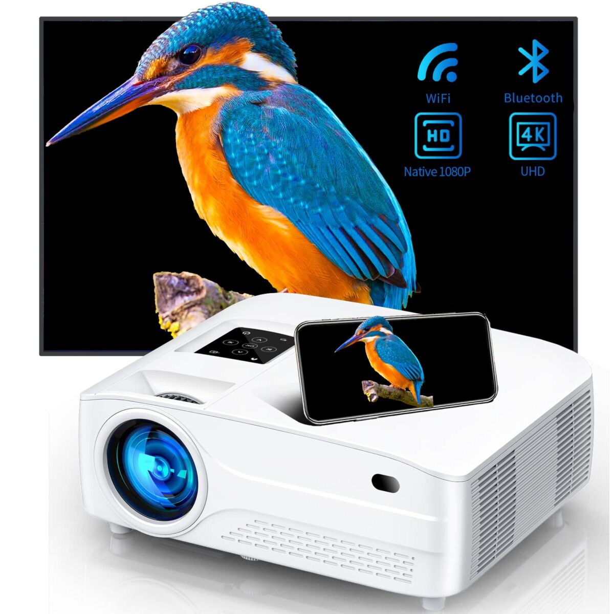 Outdoor Projector 4k with WiFi and Bluetooth,XNoogo 1000 ANSI 4k Movie Projector with Digital Zoom & 450″ Display,HD 1080P Projectors Compatible w/Laptop/Phone/TV Stick/PC/PS4 | The Storepaperoomates Retail Market - Fast Affordable Shopping