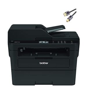 Brother L-2730DW Compact Monochrome All-in-One Laser Printer I Print Copy Scan Fax I Wireless I Mobile Printing I Auto 2-Sided Printing I ADF I 2.7″ Touchscreen I Print Up to 36 ppm + Printer Cable