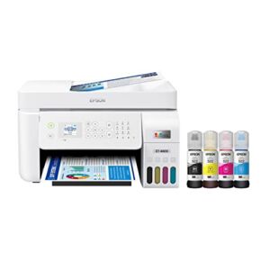 Epson EcoTank ET-4800 All-in-One Wireless Color Inkjet Printer, Scanner, Copier, FAX – ADF – Cartridge Free – 1.44 LCD Display – White