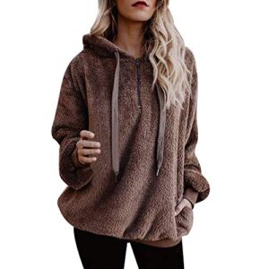 Women’s Winter Sweatshirt Plus Size S – 5XL, HONGDAO Sherpa Pullover Fuzzy Fleece Sweatshirt Oversized Hoodie with Pockets