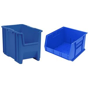Akro-Mils 13014 Stack-N-Store Heavy Duty Stackable Open Front Plastic Storage Container Bin, (4-Pack) & 30270 AkroBins Plastic Storage Bin Hanging Stacking Containers, (18-In x 16-In x 11-In),(3-Pack)