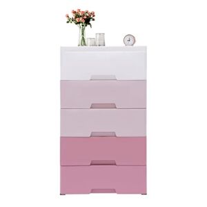 Plastic Drawers Dresser with 5 Drawers, 17.72 x 11.81 x 33.07inches Plastic Tower Closet Organizer with Removable Wheels Suitable for Apartments Condos And Dorm Rooms, Gdrasuya10 (Color C)