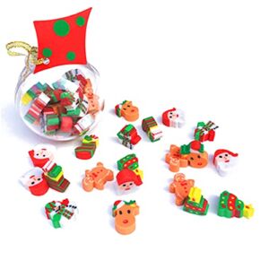 20Pcs/Set Cartoon Snowman Santa Elk Erasers Christmas Ball Rubber Eraser for Kids Kawaii Stationery Kids Toys Correction Tools Fashion