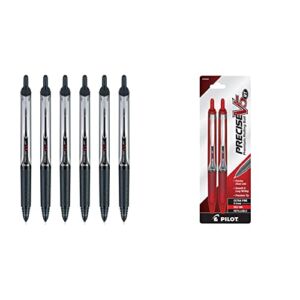 PILOT Precise V5 RT Refillable & Retractable Liquid Ink Rolling Ball Pens & PILOT Precise V5 RT Refillable & Retractable Liquid Ink Rolling Ball Pens, Extra Fine Point (0.5mm) Red Ink, 2-Pack (26082)