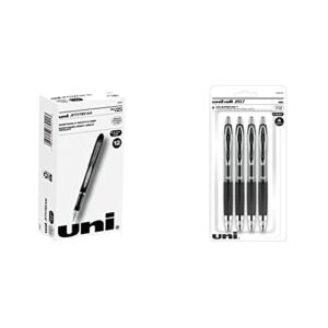 Uni-Ball 33921 Jetstream Ballpoint Pens, Bold Point (1.0mm), Black, 12 Count & 207 Retractable Gel Pens, Medium Point (0.7mm), Black, 4 Count