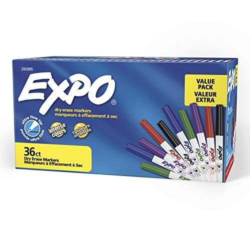 EXPO Low Odor Dry Erase Markers, Chisel Tip, Assorted Colors, 16 Pack & Low-Odor Dry Erase Markers, Ultra Fine Tip, Assorted Colors, 36-Count | The Storepaperoomates Retail Market - Fast Affordable Shopping