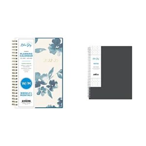 Blue Sky 2022-2023 Academic Year Weekly & Monthly Planner, 5″ x 8″, Frosted Flexible Cover, Wirebound & Notes Professional Notebook, Flexible Cover, Twin-Wire Binding, 8.5″ x 11″, Gray