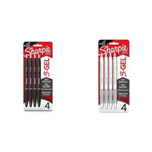 Sharpie S-Gel, Gel Pens, Medium Point (0.7mm), Black Ink Gel Pen, 4 Count & S-Gel, Gel Pens, Medium Point (0.7mm), Pearl White Body, Black Gel Ink Pens, 4 Count