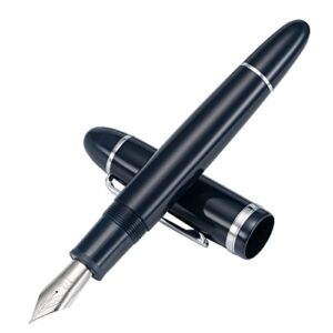 Jinhao X159 Fountain Pen #8 Fine Nib, Dark Blue with Silver Clip Acrylic Big Size Writing Pen