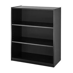 3-Shelf Bookcase, Adjustable Shelf Shelves, 24.8″ x 11.65″ x 31.65″ Black