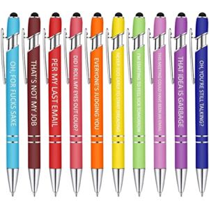 Urvrriu 10 Pcs Swear Word Daily Pen Set, Funny Ballpoint Pens Different Swear Word Set, Dirty Cuss Word Pens for Each Day of The Week, Weekday Vibes Glitter Pen Set (Style 3)