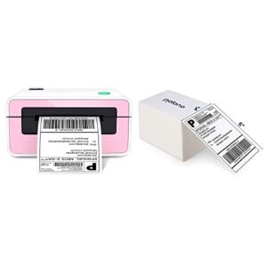 POLONO Shipping Label Printer Pink, 4×6 Thermal Label Printer for Shipping Packages, Commercial Direct Thermal Label Maker, Thermal Labels, 4″ x 6″ Direct Thermal Shipping Labels (Pack of 500)