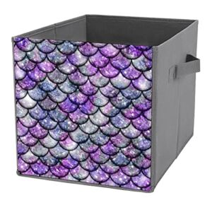 Mermaid Storage Bin Foldable Cube Closet Organizer Square Baskets Box with Dual Handles