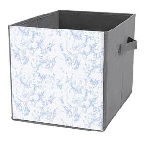 Blue Marble Texture Storage Bin Foldable Cube Closet Organizer Square Baskets Box with Dual Handles