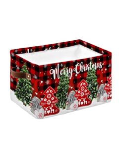 Large Storage Baskets Bins Christams Gnome Collapsible Storage Box Laundry Organizer for Closet Shelf Nursery Kids Bedroom Red Checkered Xmas Tree Snowflake Merry Christmas