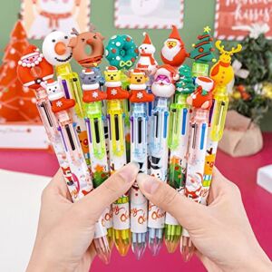 6 Color Cute Cartoon Christmas Ballpoint Pen Retractable Christmas Multicolor Ballpoint Pens, Retractable Christmas Pens Santa Snowman Writing Pens for Christmas Office School (4PC-C)