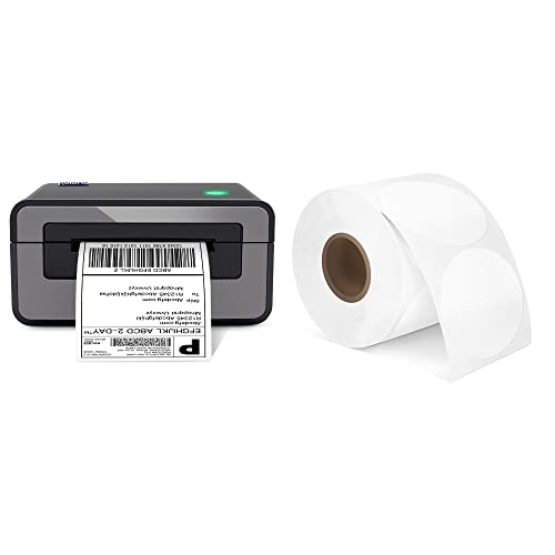 Shipping Label Printer Gray, POLONO 4×6 Thermal Label Printer for Shipping Packages, Commercial Direct Thermal Label Maker, POLONO 2″ White Circle Direct Thermal Labels (750 Labels | The Storepaperoomates Retail Market - Fast Affordable Shopping