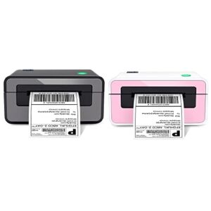 Shipping Label Printer Gray, POLONO 4×6 Thermal Label Printer for Shipping Packages with POLONO Pink Label Printer – 150mm/s 4×6 Thermal Label Printer, Commercial Direct Thermal Label Maker